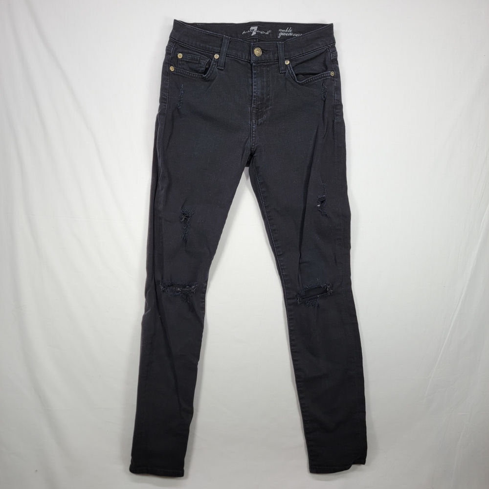 7 For All Mankind Women's Skinny Jeans Ankle Gwenevere Size 24 Black